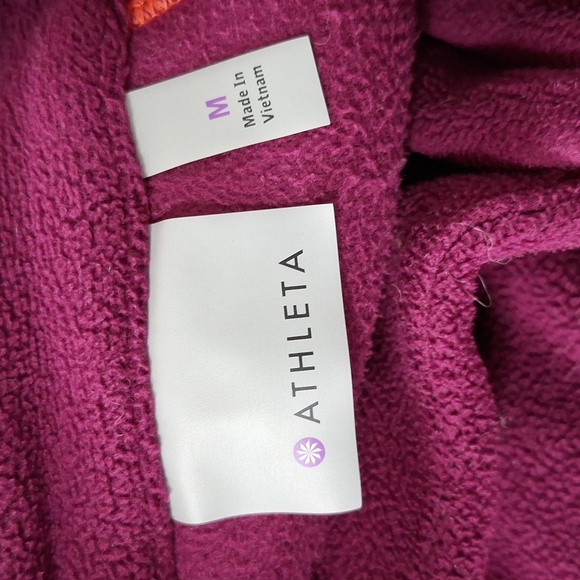 Athleta Burgundy Sporty Sky High Polartec Half Zip Pullover Embroidered Hoodie M - Picture 12 of 13